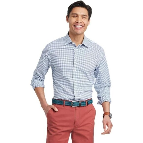 Goodfellow Men's Small 36/37 Standard Fit LS Button Up Blue Casual Dress Shirt - Picture 1 of 8